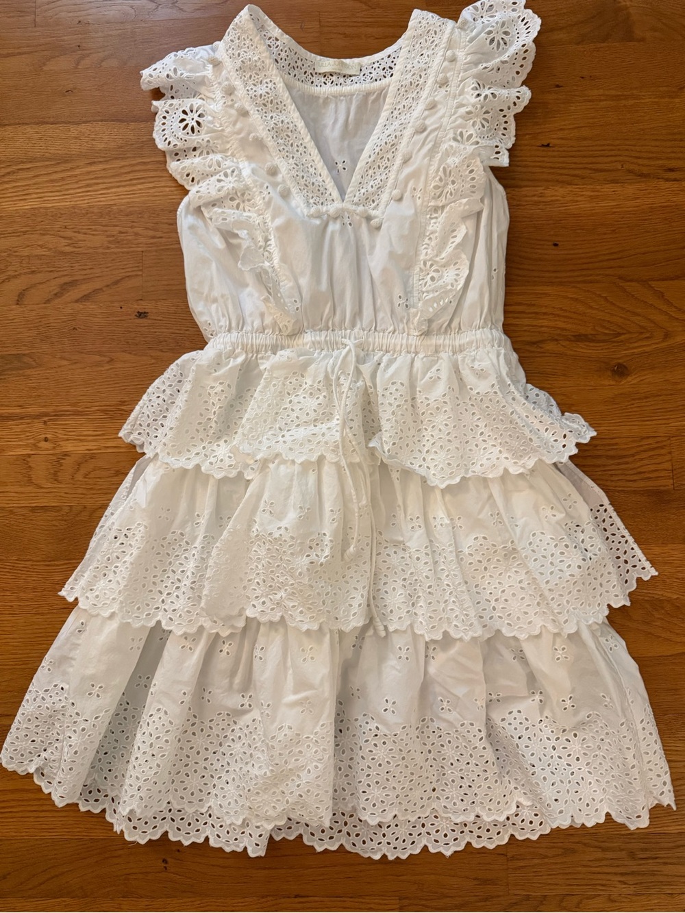 Ulla Johnson White Eyelet Tiered Ruffle Dress Like new